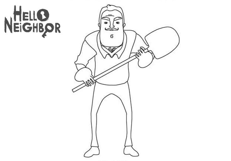 Online coloring book: Neighbor with a shovel coloring page